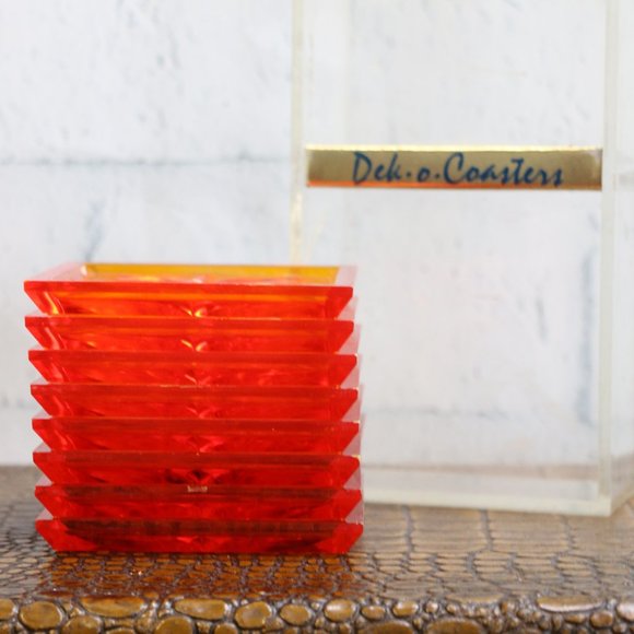 Mid-Century Modern Lucite Starburst Coasters - Picture 2 of 8